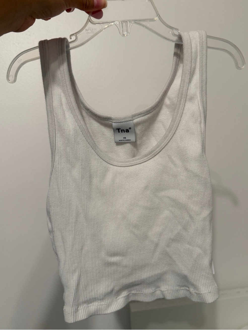TNA White Ribbed Cropped Tank - Size XS